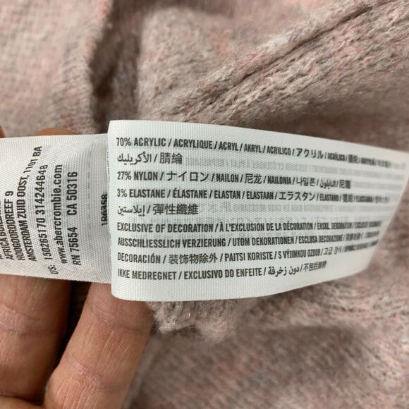 Abercrombie & Fitch Marled Knit Sweater Womens L Large Pink Gray Zip Shoulder - Picture 9 of 12